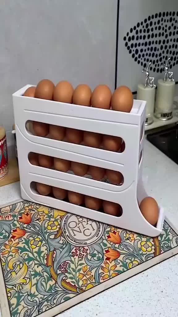 Porta Ovos Deslizante Organizador Para Geladeira De 4 Camadas Automática Rolantes
