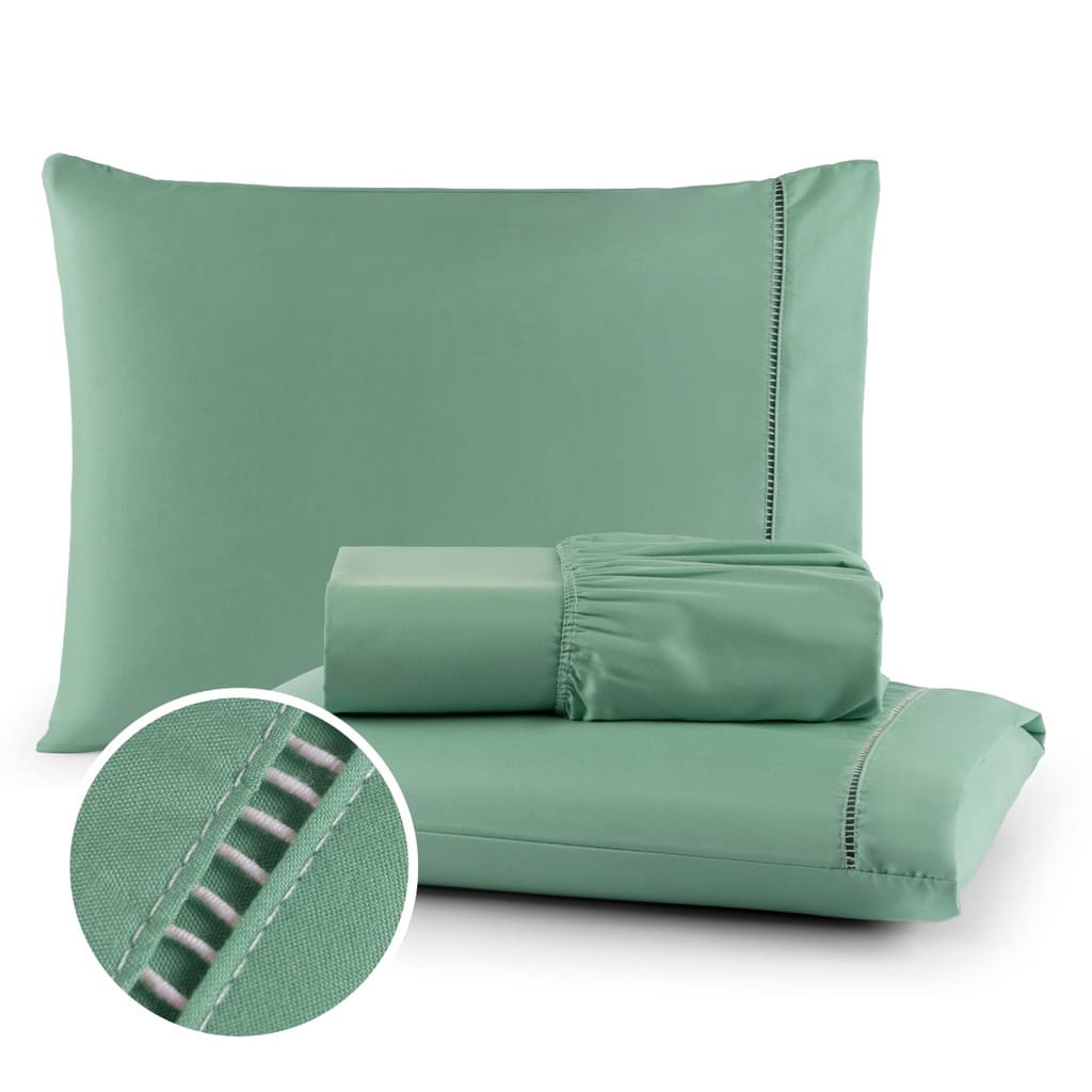 Kit Lencol Jogo de Cama: Berço, Solteiro, Casal Queen King - 400 fios Toque Macio com Ponto Palito